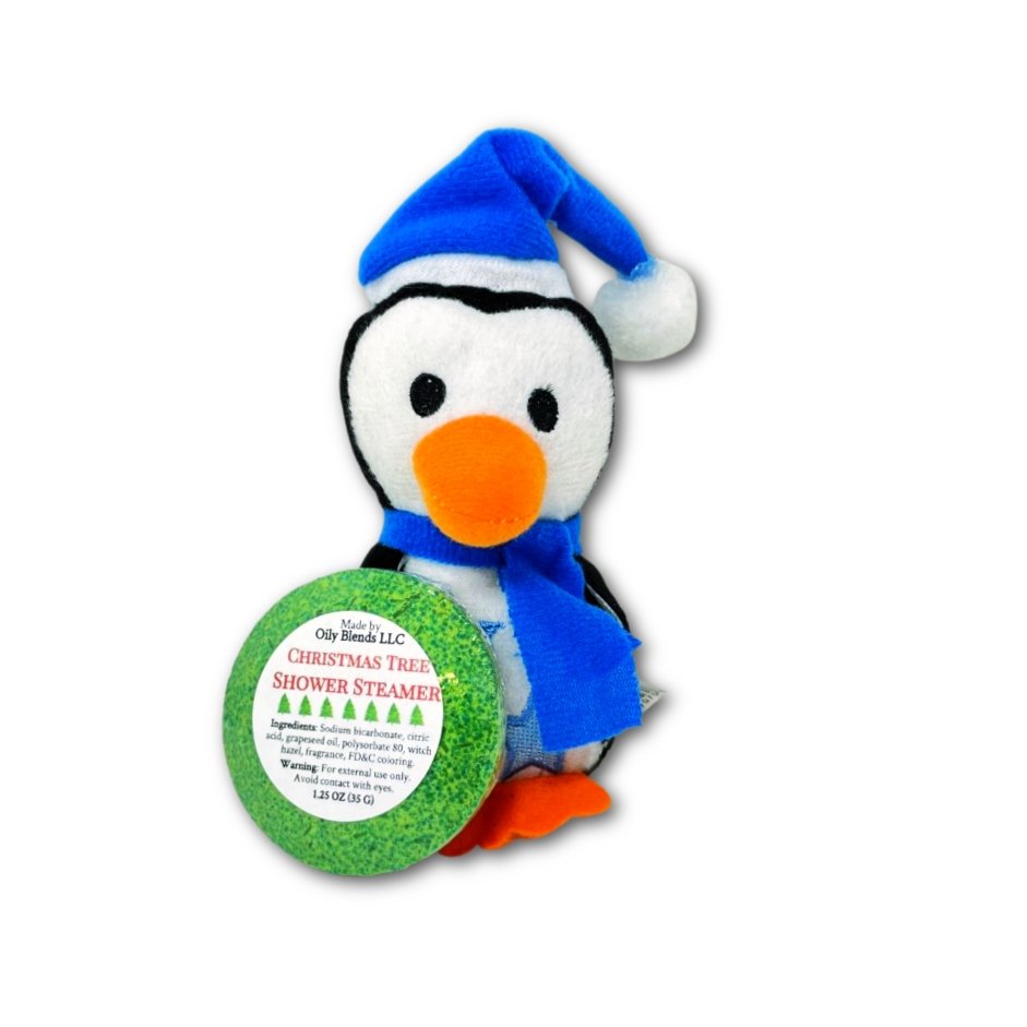 Penguin Christmas Shower Steamer and Plush Gift Set - Oily BlendsPenguin Christmas Shower Steamer and Plush Gift Set