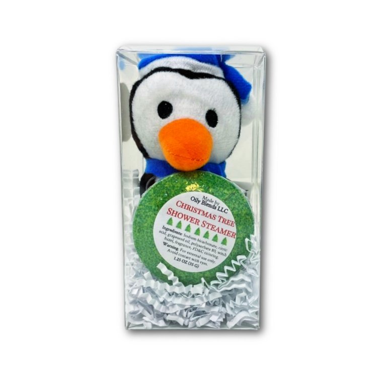 Penguin Christmas Shower Steamer and Plush Gift Set - Oily BlendsPenguin Christmas Shower Steamer and Plush Gift Set