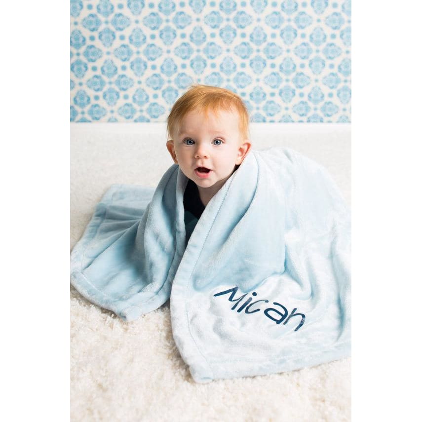Personalized Blue Plush Baby Blanket - Simply Crafty