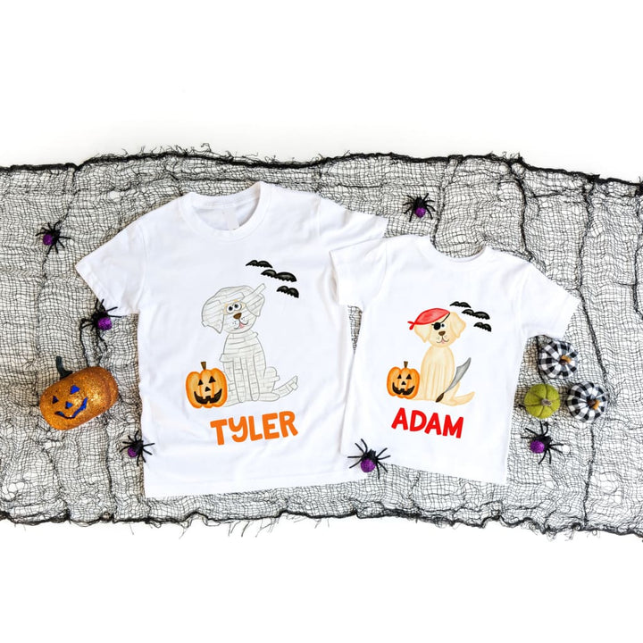Personalized Halloween Boys Dog Fall Polyester Shirt - Simply Crafty