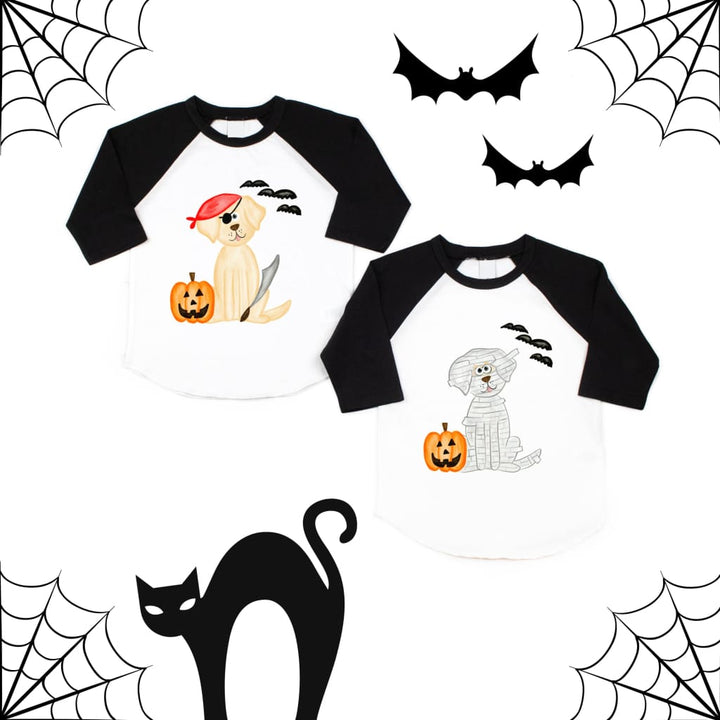Personalized Halloween Girls Black Cat Witch Dog Fall Polyester Shirt - Simply Crafty