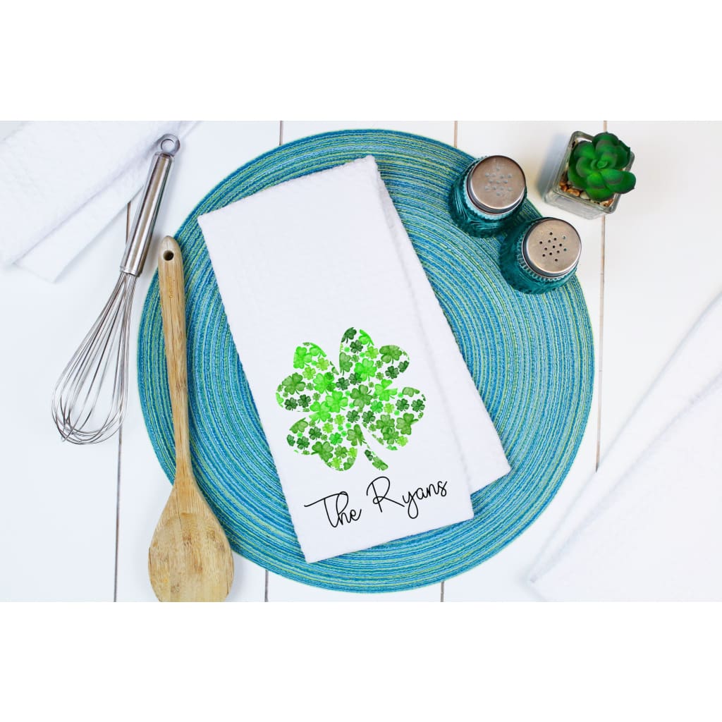 Personalized St Patrick's Day Home Decor Microfiber Waffle Weave Kitchen Towels - Simply Crafty
