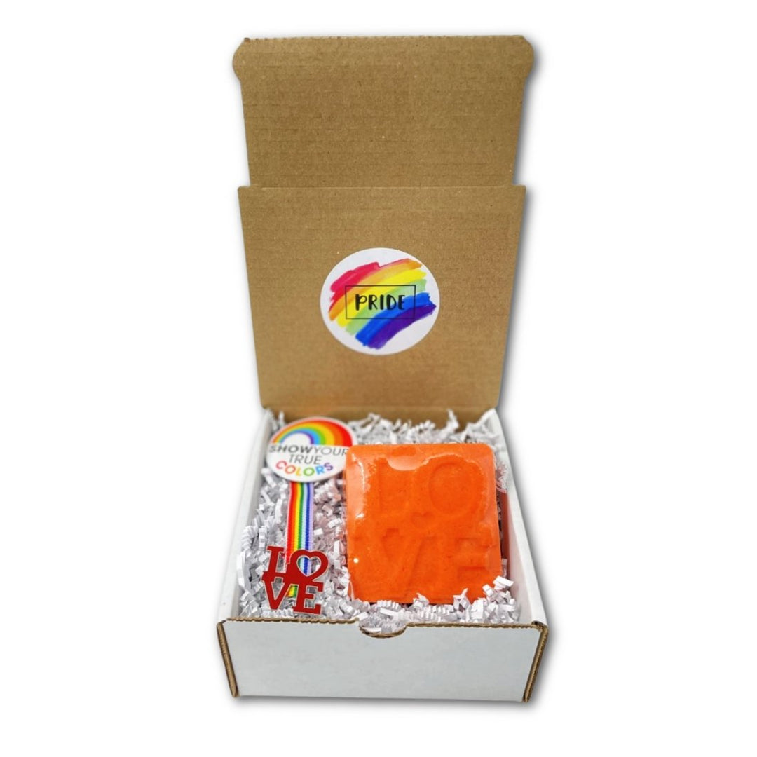Pride Love is Love Bath Bomb Gift Box With Specialty Pins - Oily BlendsPride Love is Love Bath Bomb Gift Box With Specialty Pins