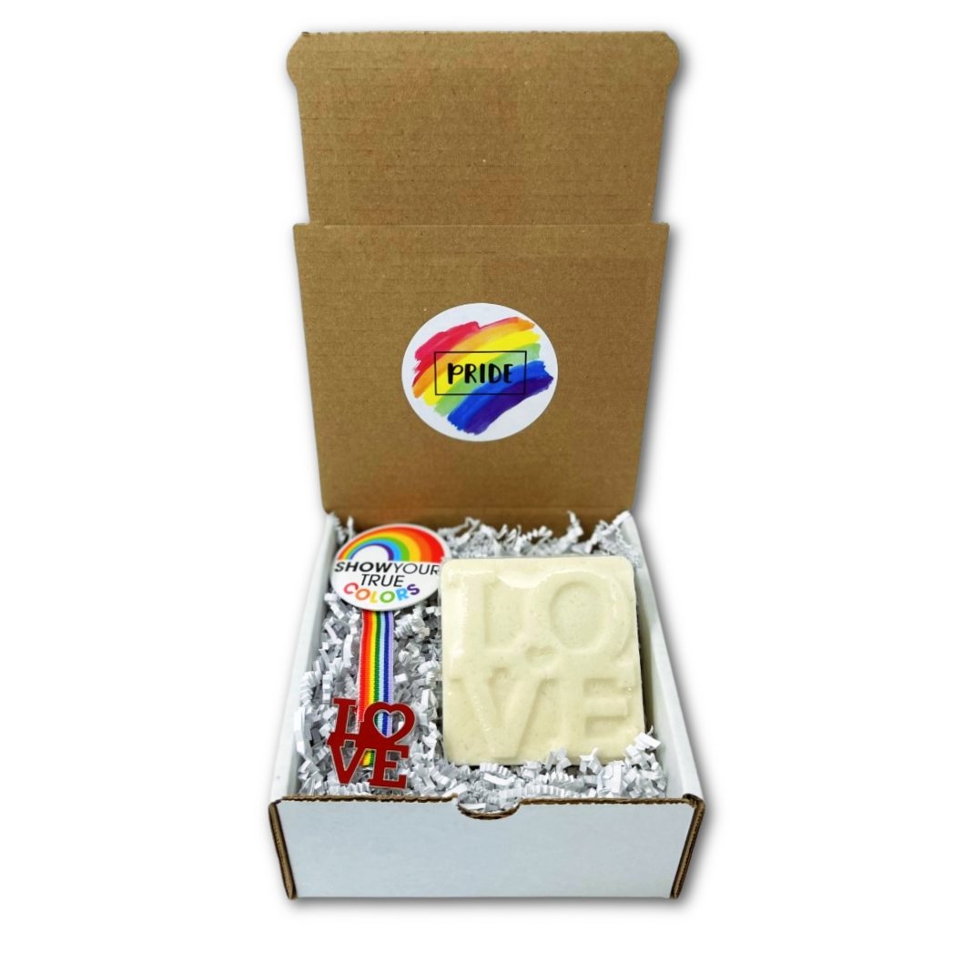 Pride Love is Love Bath Bomb Gift Box With Specialty Pins - Oily BlendsPride Love is Love Bath Bomb Gift Box With Specialty Pins